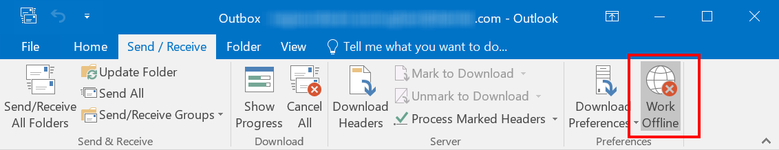 Outlook 中的脱机工作选项