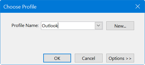 选择 Outlook 配置文件