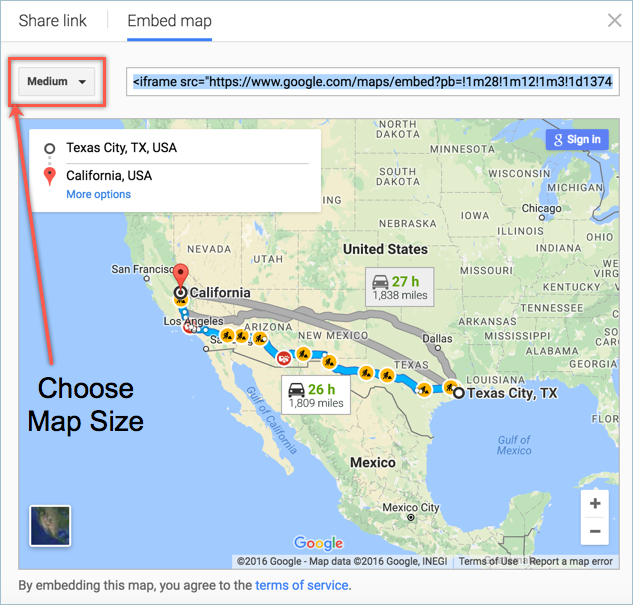 嵌入带有方向的谷歌地图