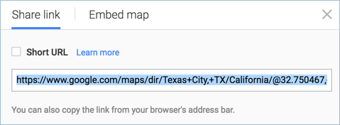 共享 Google 地图位置