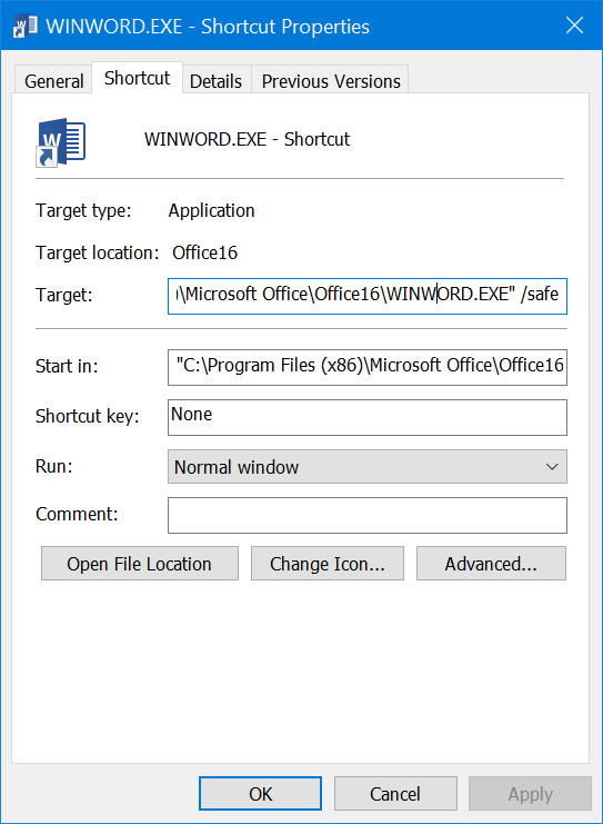 在目标框中添加安全模式