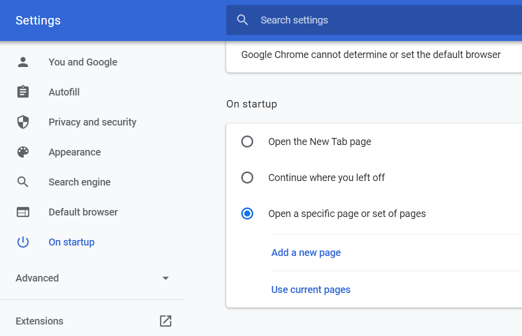 在 Chrome 中设置多个 URL