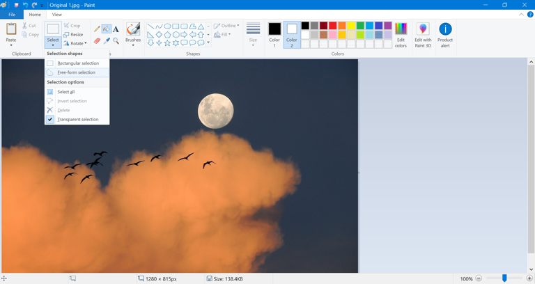 MS Paint 中的自由形式选择