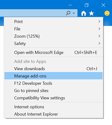 转到管理 IE 中的加载项