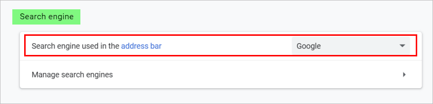 Chrome 中的搜索引擎设置