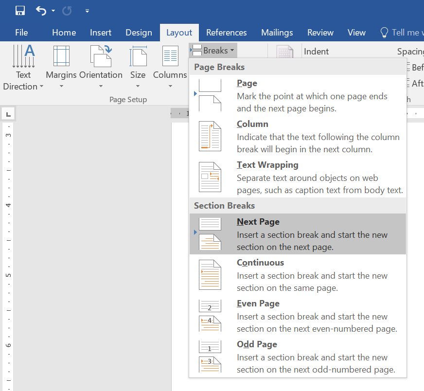 在 Word 中应用分节符