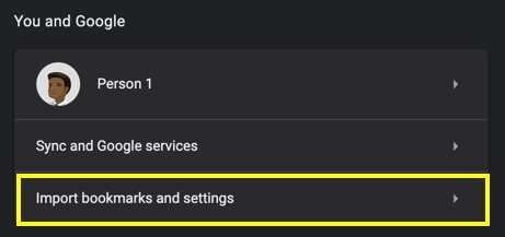 从设置中导入 Chrome 中的书签