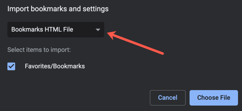 从 HTML 文件上传书签