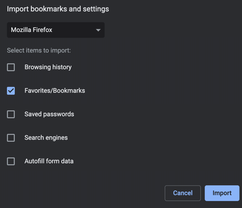 从其他浏览器导入书签