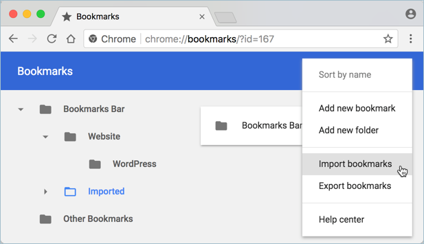 在 Chrome 中导入书签