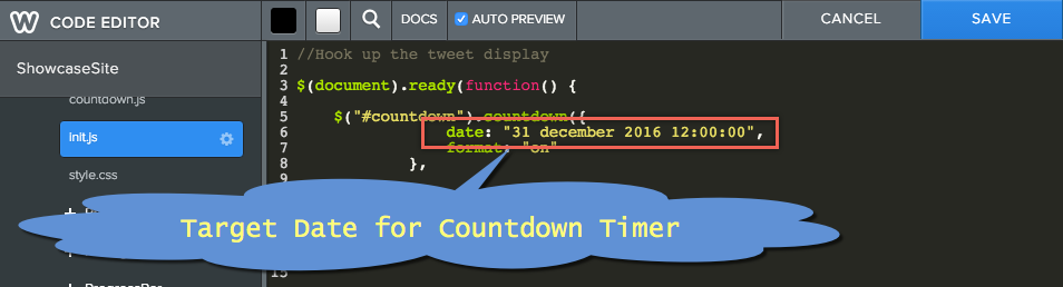 倒数计时器的目标日期