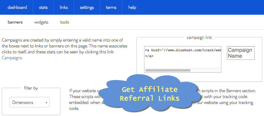 获取 Bluehost 会员推荐链接
