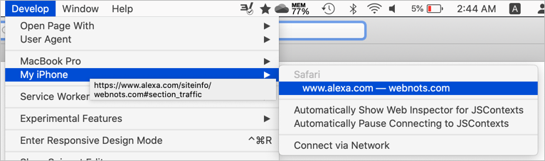 在 Safari Web Inspector 中打开 iPhone 网页