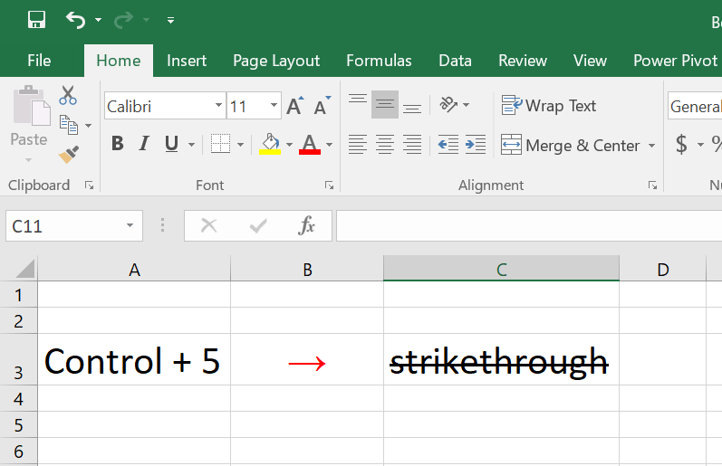 Excel中的删除线快捷方式