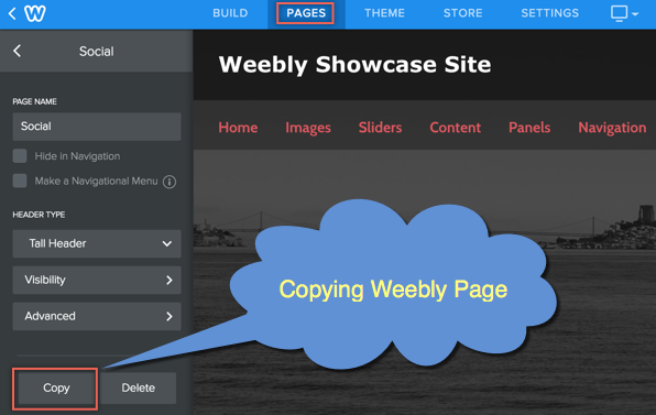 复制 Weebly 页面