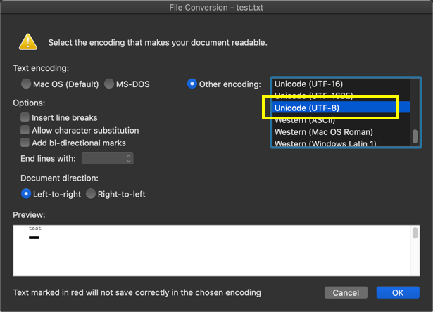 在 Mac 中更改编码