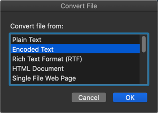 Mac 中的转换文件选项