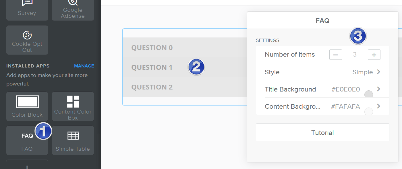 在 Weebly 中插入常见问题解答部分
