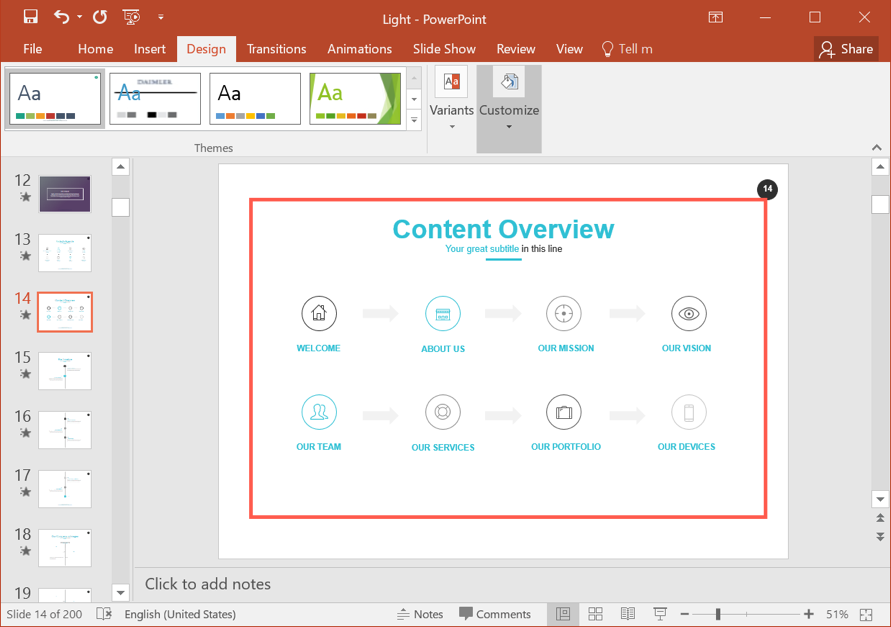 带有新颜色主题变体的幻灯片