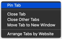Safari 中的固定选项卡