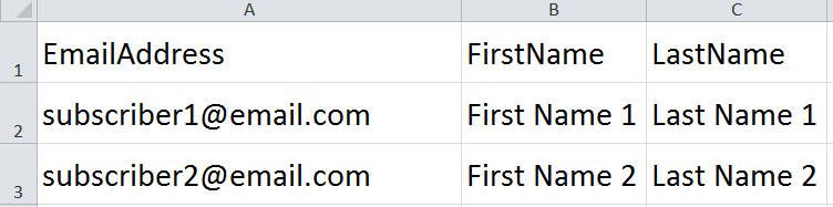 用于 Weebly 推广电子邮件上传的 CSV 文件格式