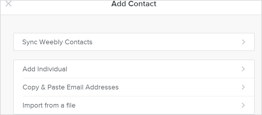 在 Weebly 推广中将联系人添加到电子邮件活动
