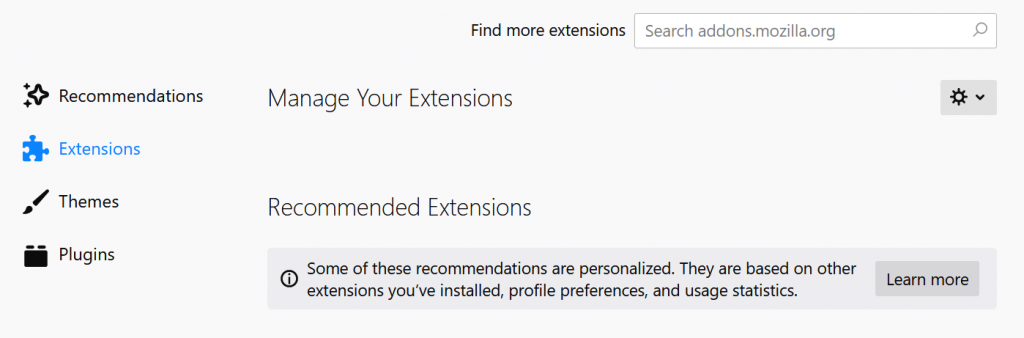 在 Firefox 中删除扩展