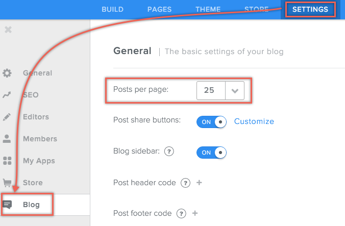 更改 Weebly 博客页面以显示 25 个帖子