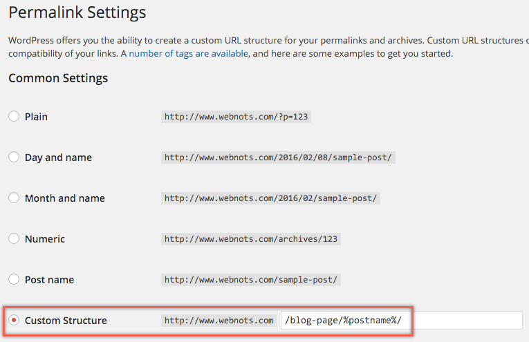 在 WordPress 中设置 URL 结构