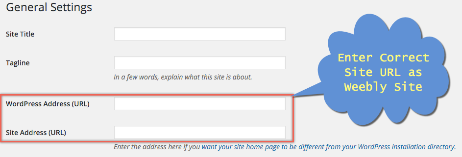 将 WordPress 站点 URL 更改为 Weebly 站点 URL