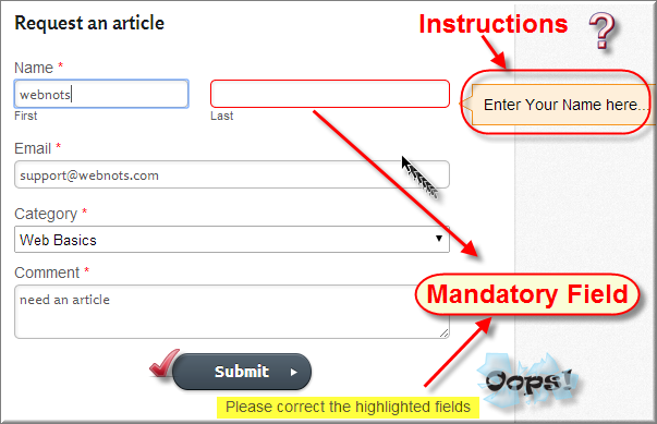 指令和必填字段