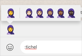 WhatsApp 中的肤色表情符号