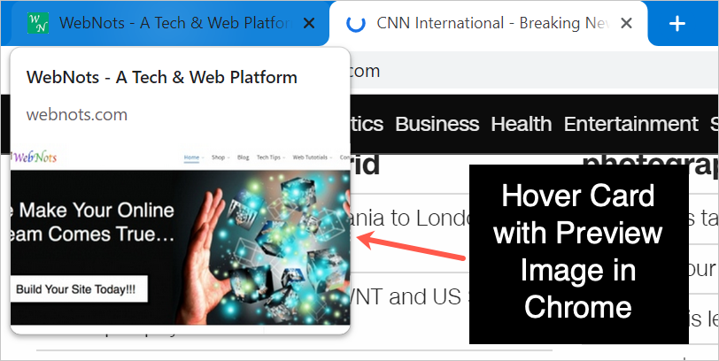 在 Chrome 中带有预览图像的悬停卡