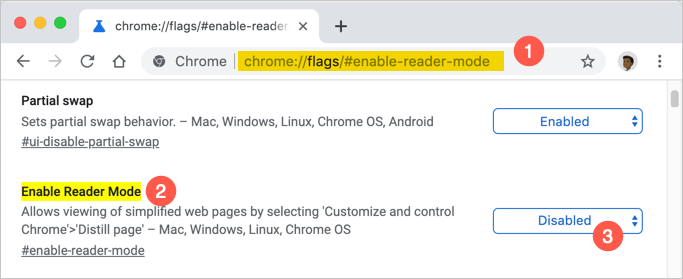 使用直接 URL 访问阅读器模式标志