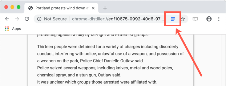 Chrome Canary 版本中的阅读器模式图标