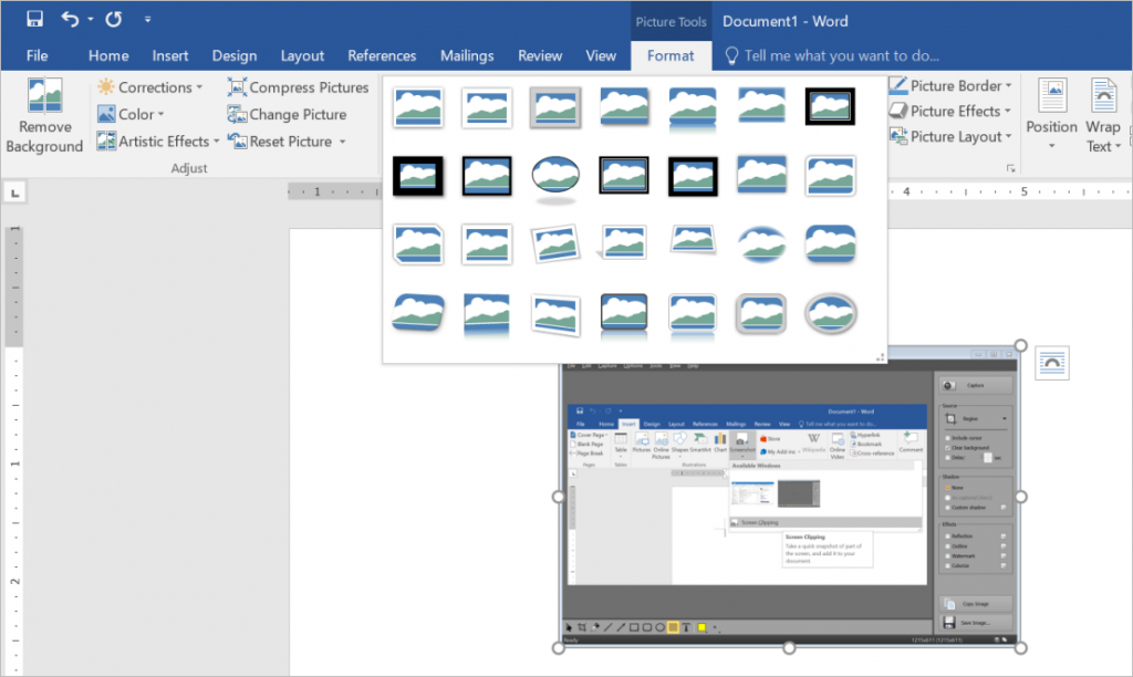 更改屏幕截图样式