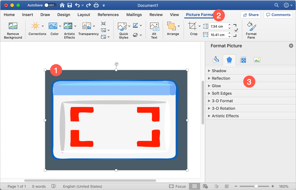 在 Office Mac 中格式化图片