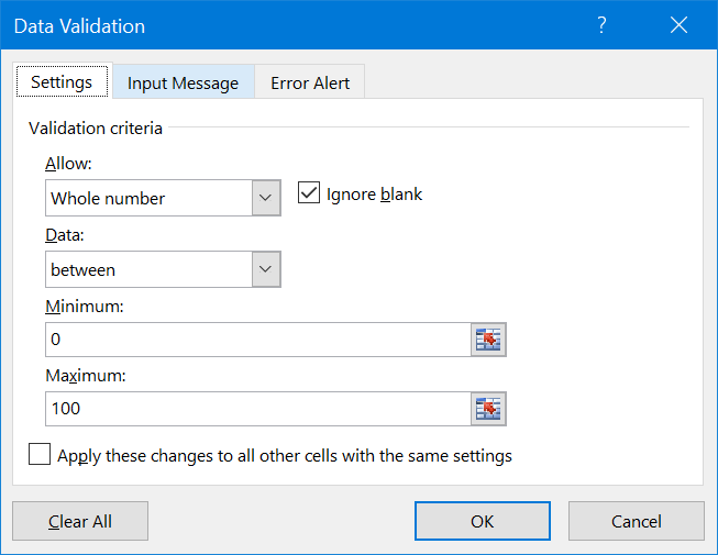 Excel 数据验证设置