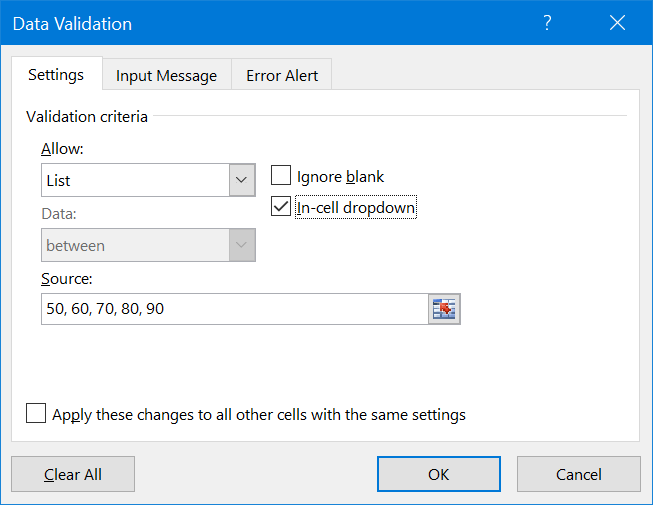 使用列表值验证数据