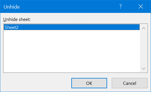 在 Excel 中取消隐藏工作表