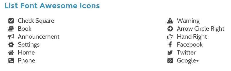 使用 Font Awesome 图标列出项目