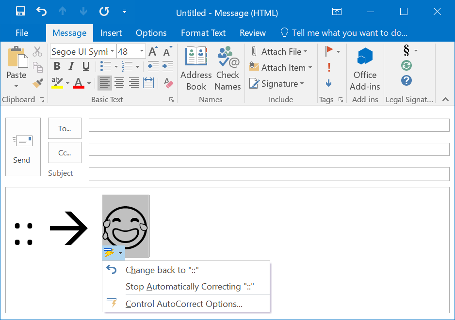 使用自定义快捷方式插入表情符号