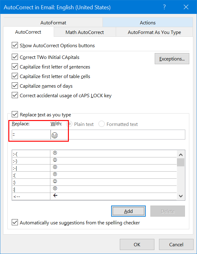 在 Outlook 中添加自定义表情符号快捷方式