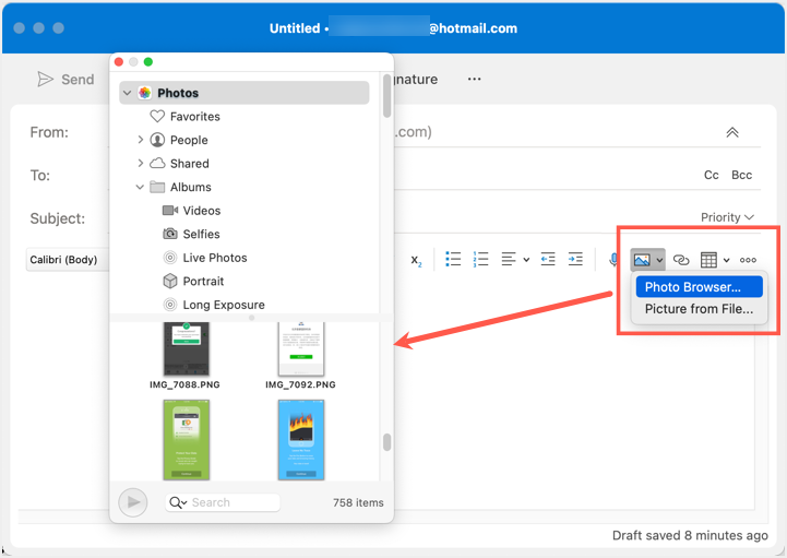 使用照片浏览器插入图片