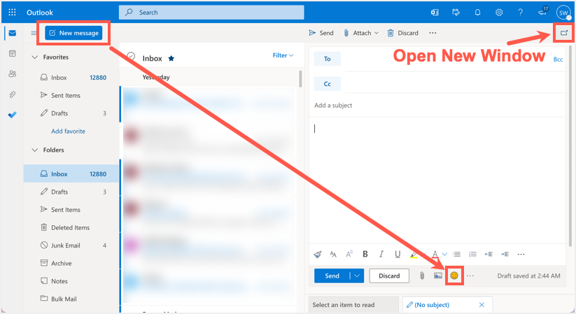 在 Outlook Web 中插入表情符号