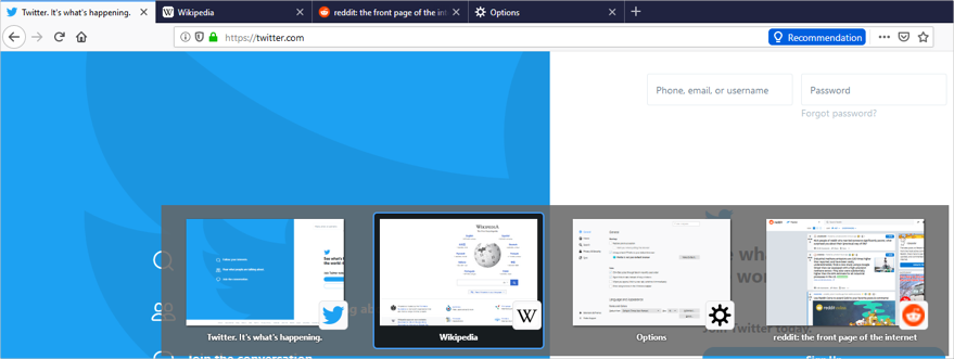 在 Firefox 中切换标签
