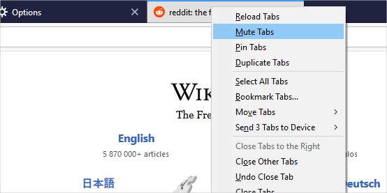 选项卡上的操作