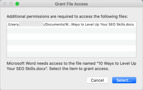 在 macOS 中授予文件访问权限