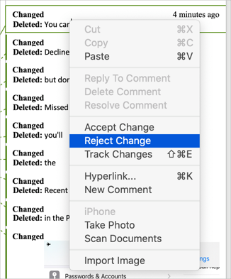 接受或拒绝更改