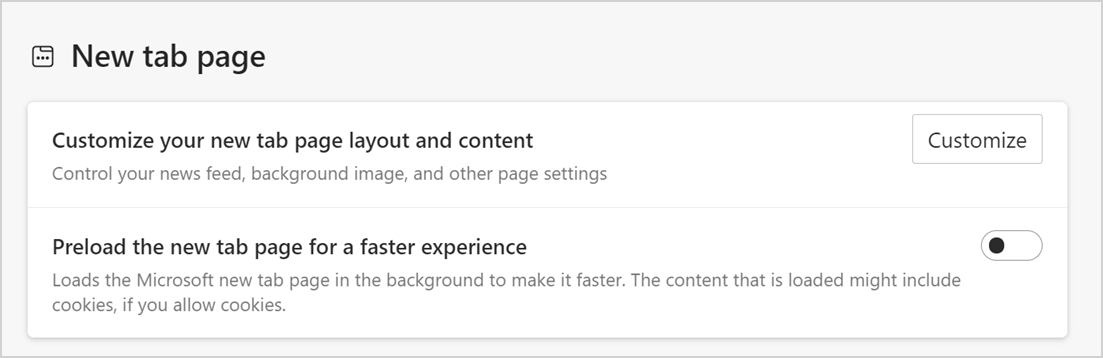 在 Edge 中自定义新标签页